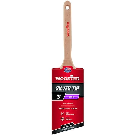 Wooster 3" Semi-Oval Angle Sash Soft, Silver CT Polyester Bristle, Paint Brush, Wood Handle 5228